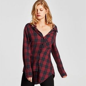 Zara Asymmetric Check Shirt Size S